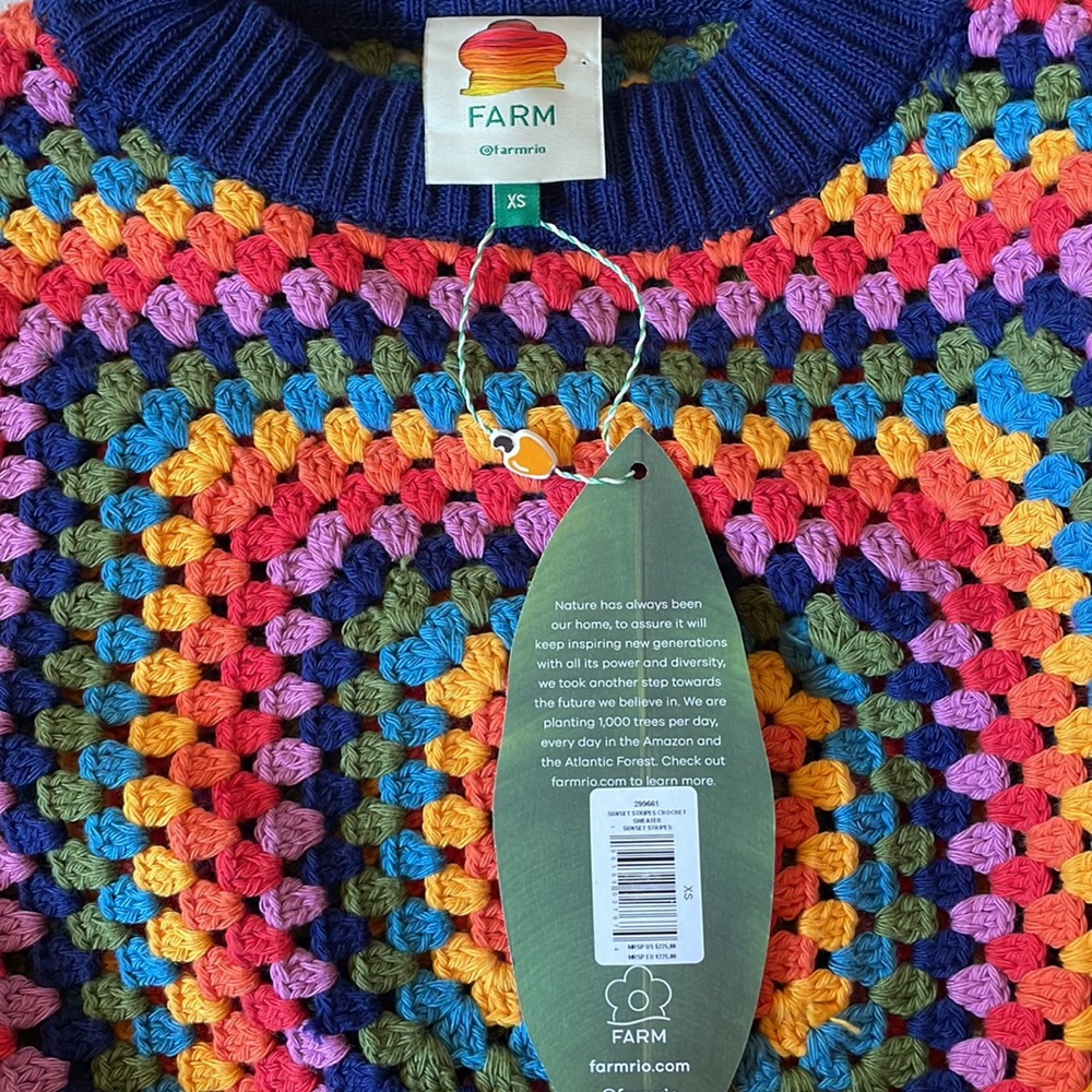 NWT Farm Rio Sunset Stripes Crochet Sweater - Picture 9 of 9